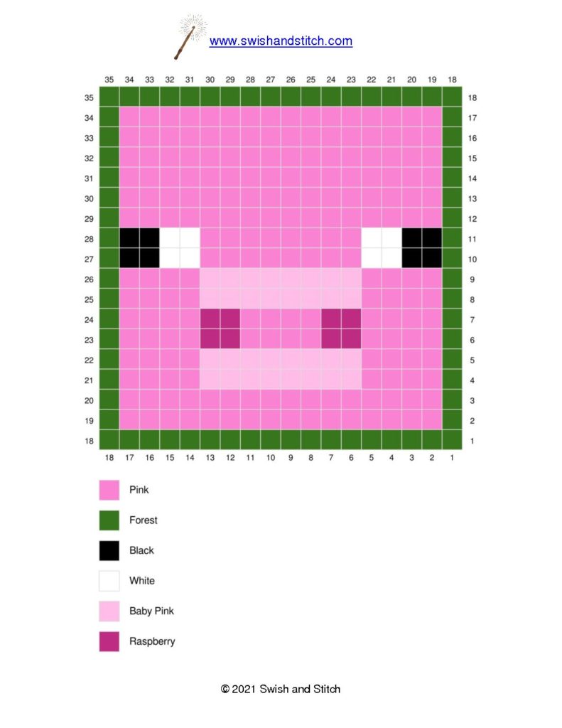 minecraft c2c crochet afghan free downloadable pig pixel graph