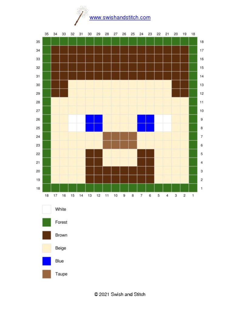 Minecraft C2C Crochet Steve free downloadable pixel graph