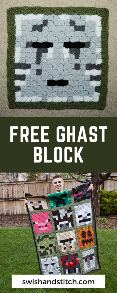 Minecraft c2c crochet afghan for teens free pattern ghast block