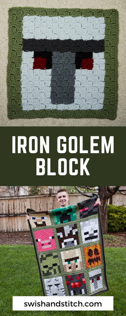 Minecraft c2c crochet afghan for teens free pattern iron golem block