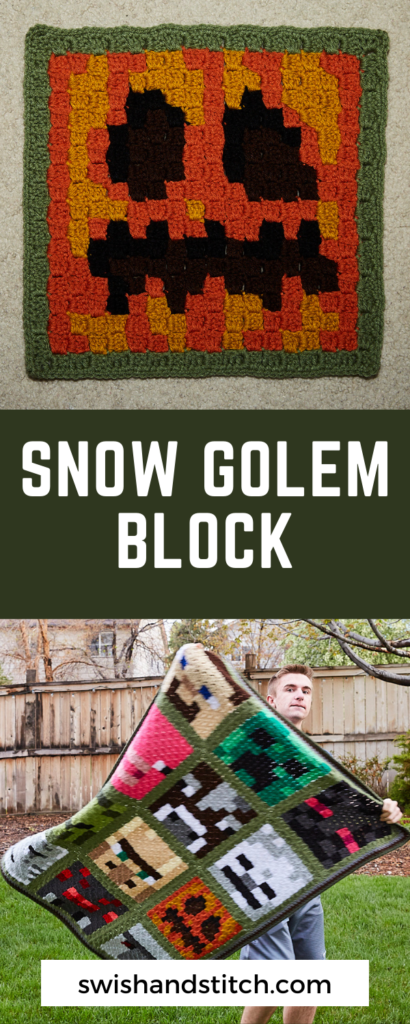 Minecraft c2c crochet afghan for teens free pattern snow golem block