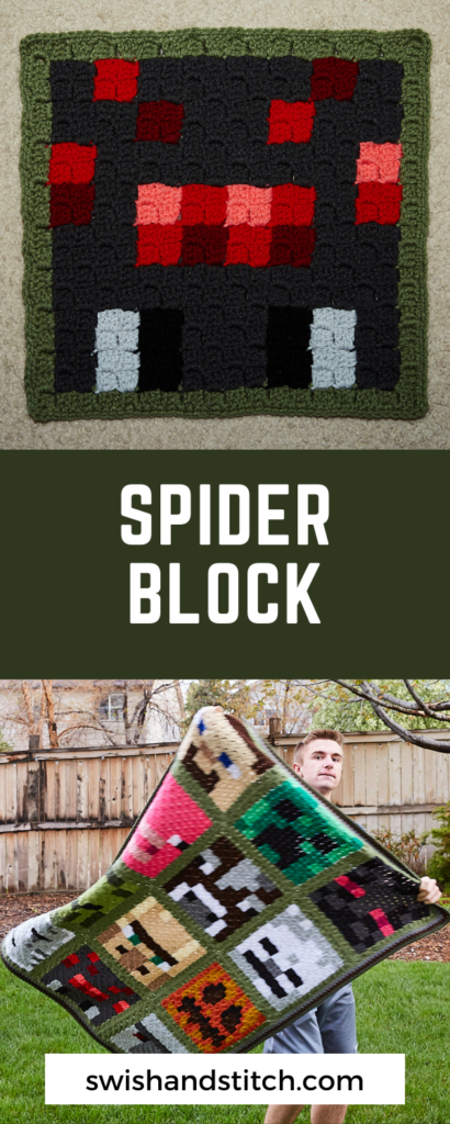Minecraft c2c crochet afghan for teens free pattern spider block
