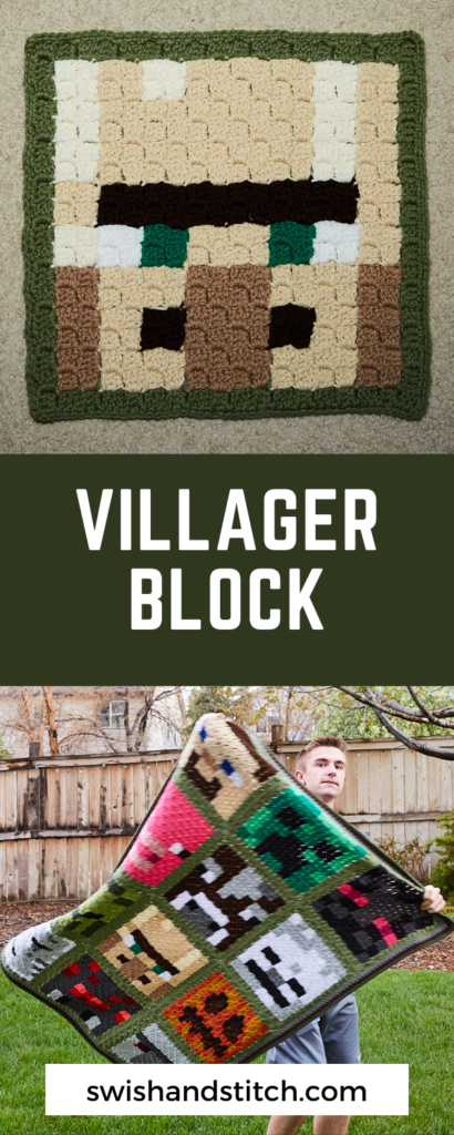 Minecraft c2c crochet afghan for teens free pattern villager block