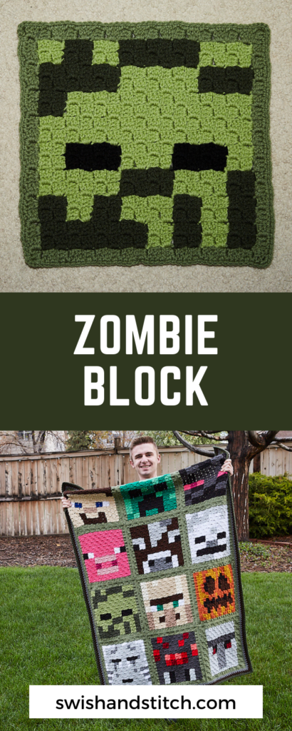 Minecraft c2c crochet afghan for teens free pattern zombie block