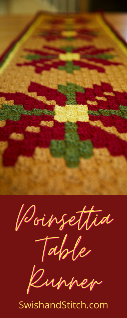 Poinsettia C2C Crochet Table Runner 