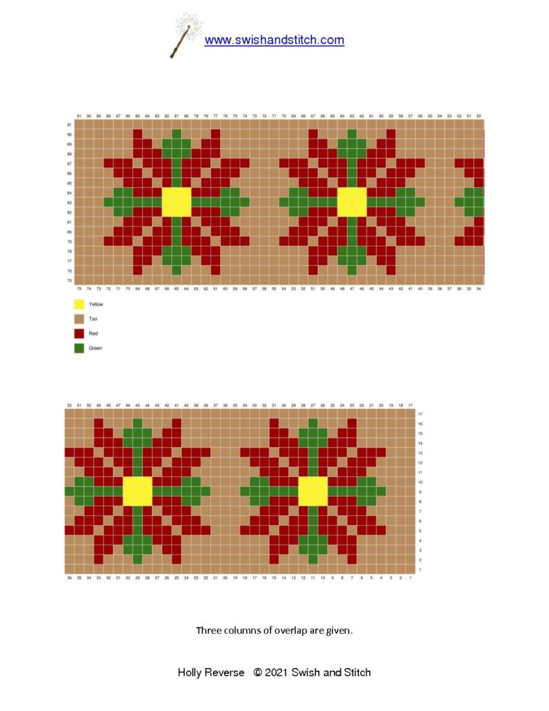 Christmas Poinsettias c2c crochet panel pixel graph