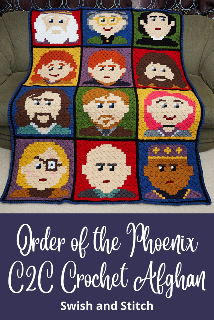 Harry Potter Order of the Phoenix C2C Crochet Afghan Pinterest Image