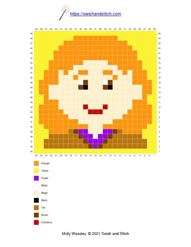 Molly Weasley c2c crochet pixel graph