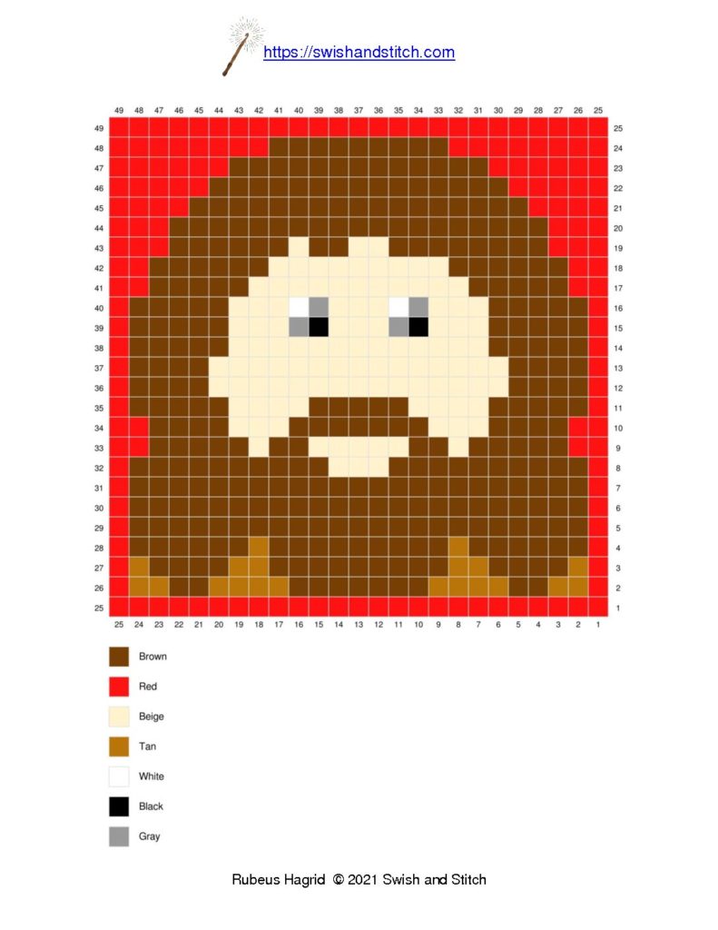 Rubeus Hagrid C2C crochet downloadable chart