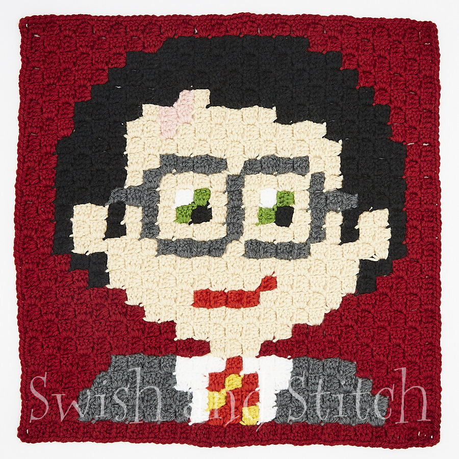Harry Potter Gryffindors C2C Crochet Afghan - Harry Potter block