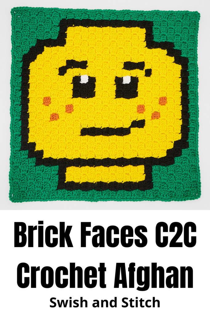 lego brick minifigure emoji faces c2c crochet baby afghan - Pinterest image brother son