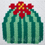 barrel cactus c2c crochet block