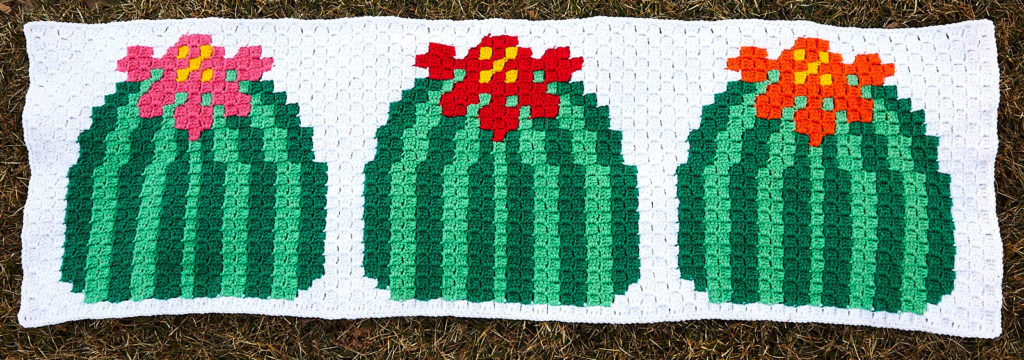 barrel cactus c2c crochet panel
