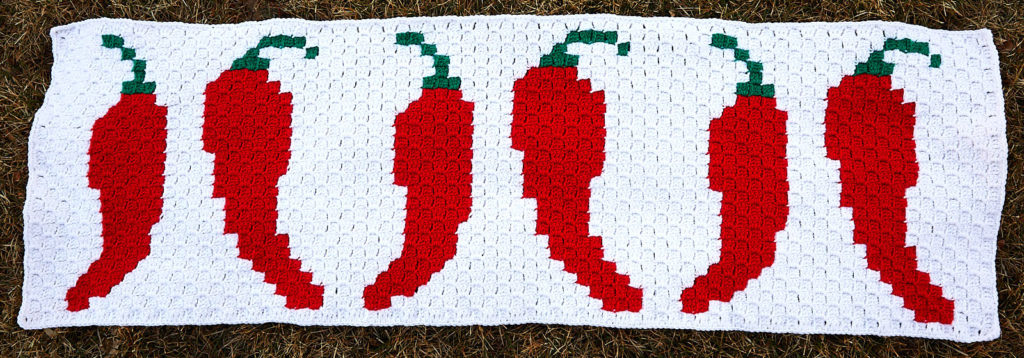 chile peppers c2c crochet panel