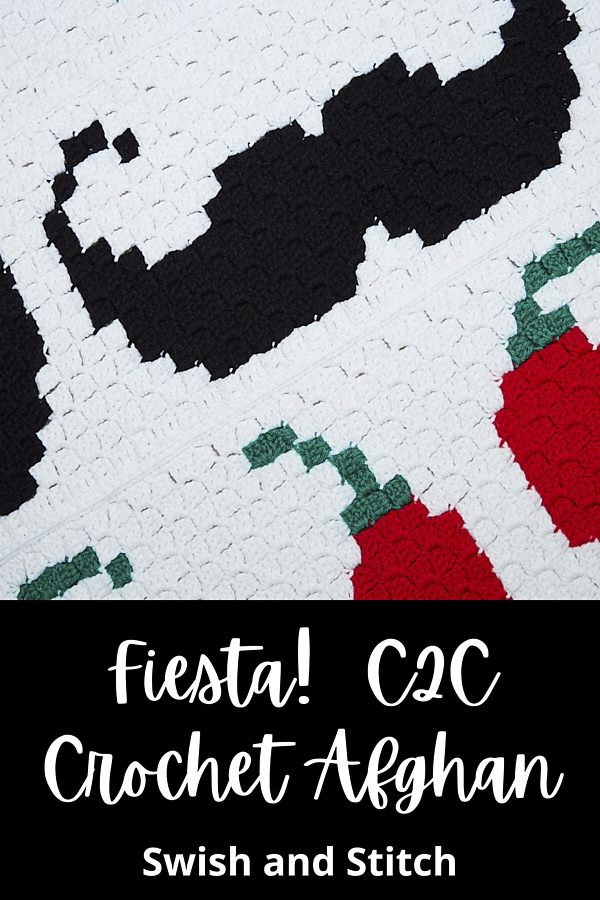 Fiesta Cinco de Mayo Taco C2C Crochet Afghan Pattern - Pinterest Image
