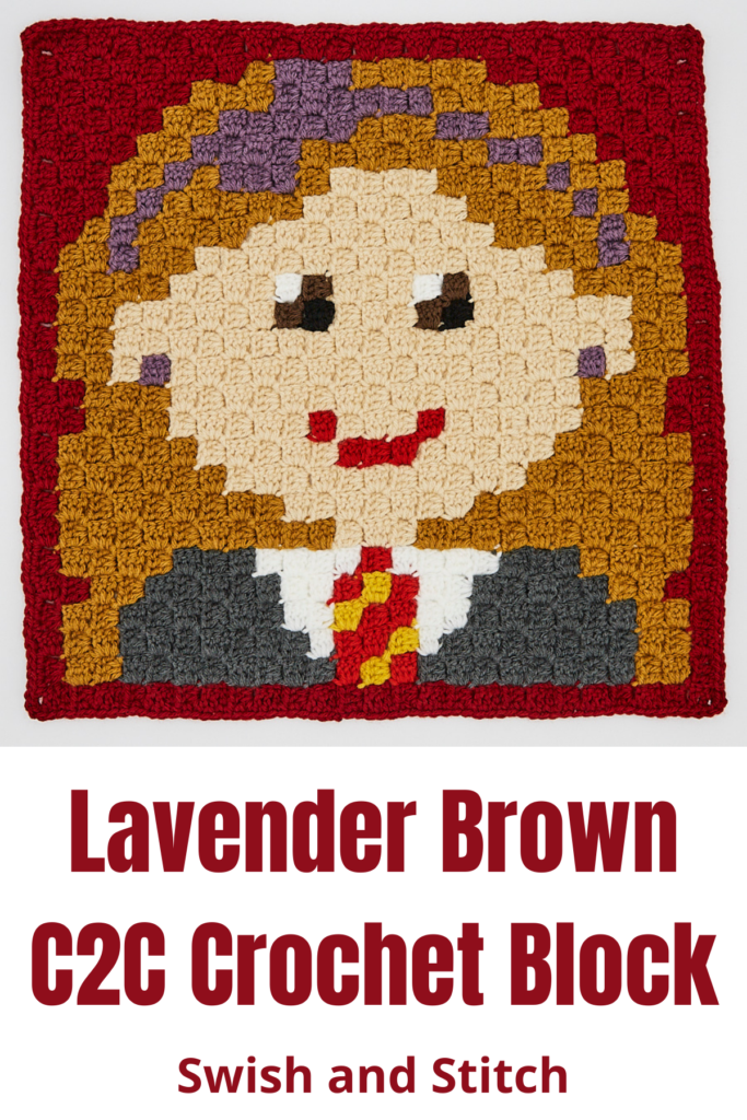 Harry Potter Gryffindors C2C Crochet Afghan - Pinterest Image Lavender Brown