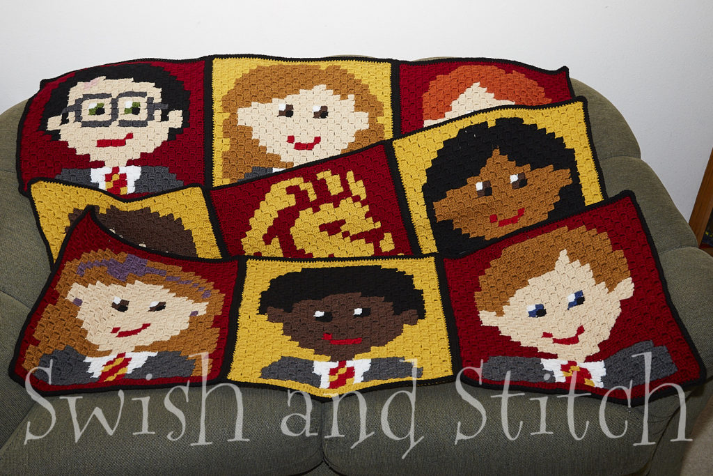 Harry Potter Gryffindors C2C Crochet Afghan - rows