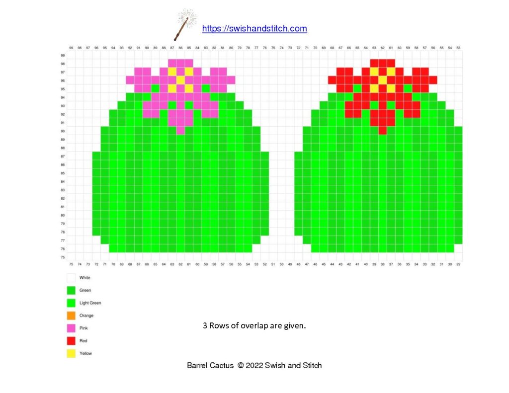 barrel cactus c2c crochet panel free downloadable pixel graph chart