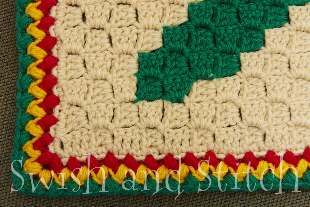 Spicy Southwestern Chile Peppers Christmas Lights C2C Crochet Afghan border