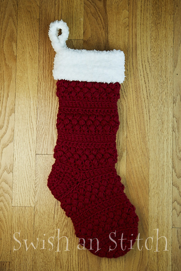 Easy Crochet Puff Stitch Stocking - Free Christmas Stocking
