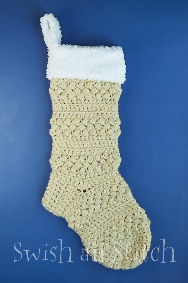 Vail Crochet Christmas Stocking on blue - pattern