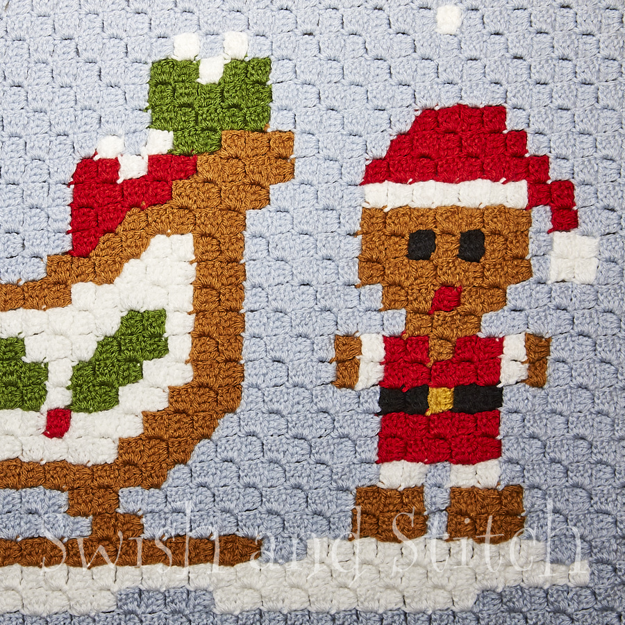 closeup of gingerbread Santa boy with sleigh