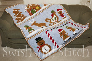Gingerbread Cookie Lane C2C Crochet Christmas Afghan