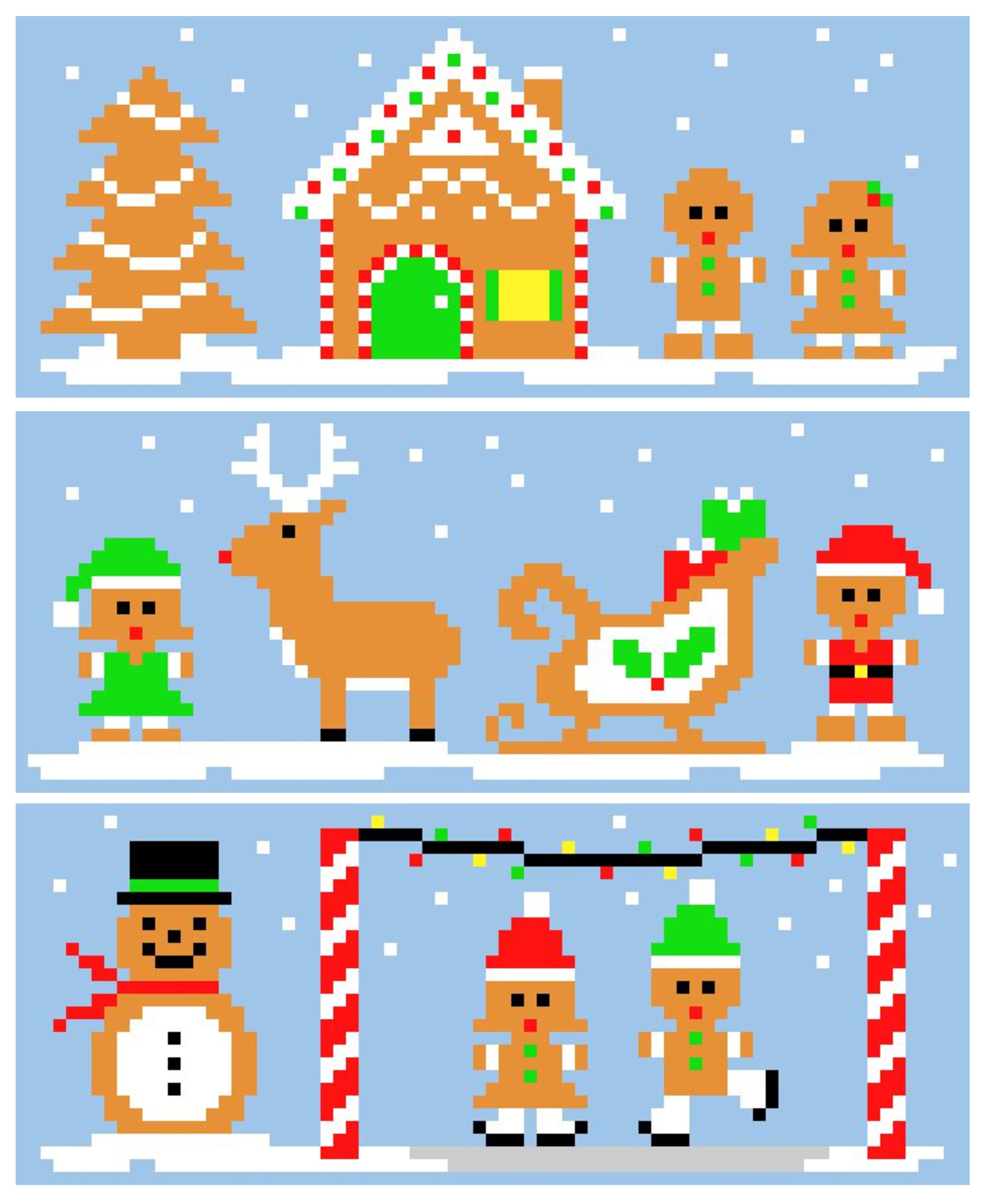 Gingerbread Cookie Lane C2C Crochet Christmas Afghan layout