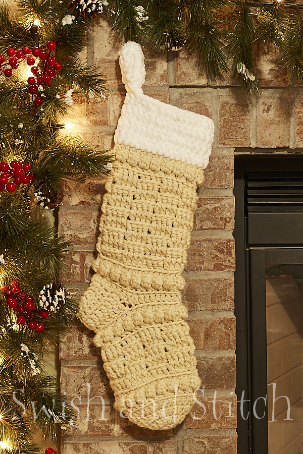 Telluride Crochet Christmas Stocking beige