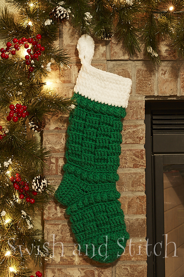 Telluride Crochet Christmas Stocking green