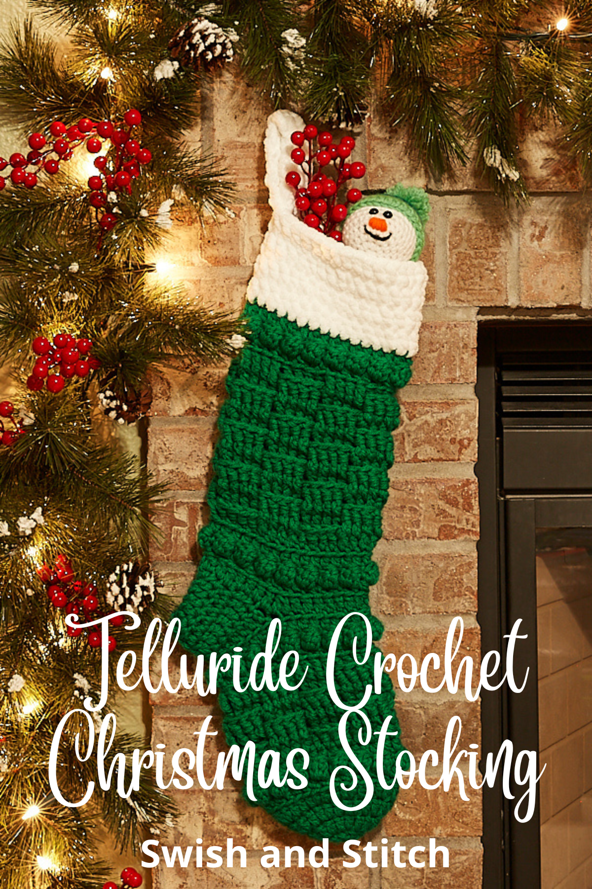 Telluride Crochet Christmas Stocking Pattern - Pinterest Image