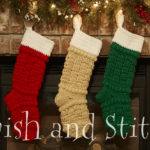 Telluride Crochet Christmas Stockings by fireplace