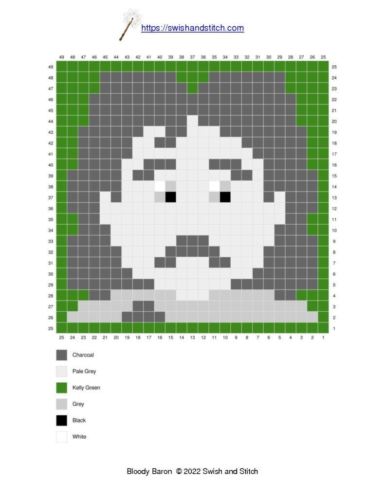 The Bloody Baron C2C crochet downloadable printable pixel graph