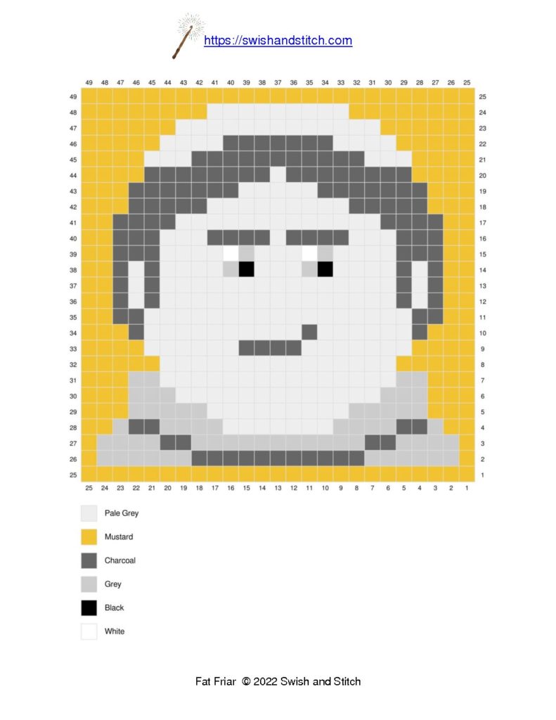 The Fat Friar C2C crochet downloadable printable pixel graph