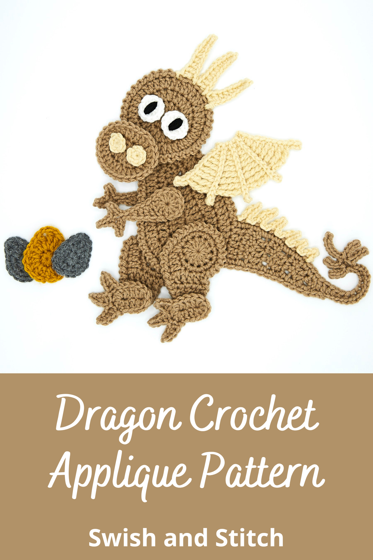 Harry Potter Hogwarts Crochet Applique Dragon - Pinterest Image