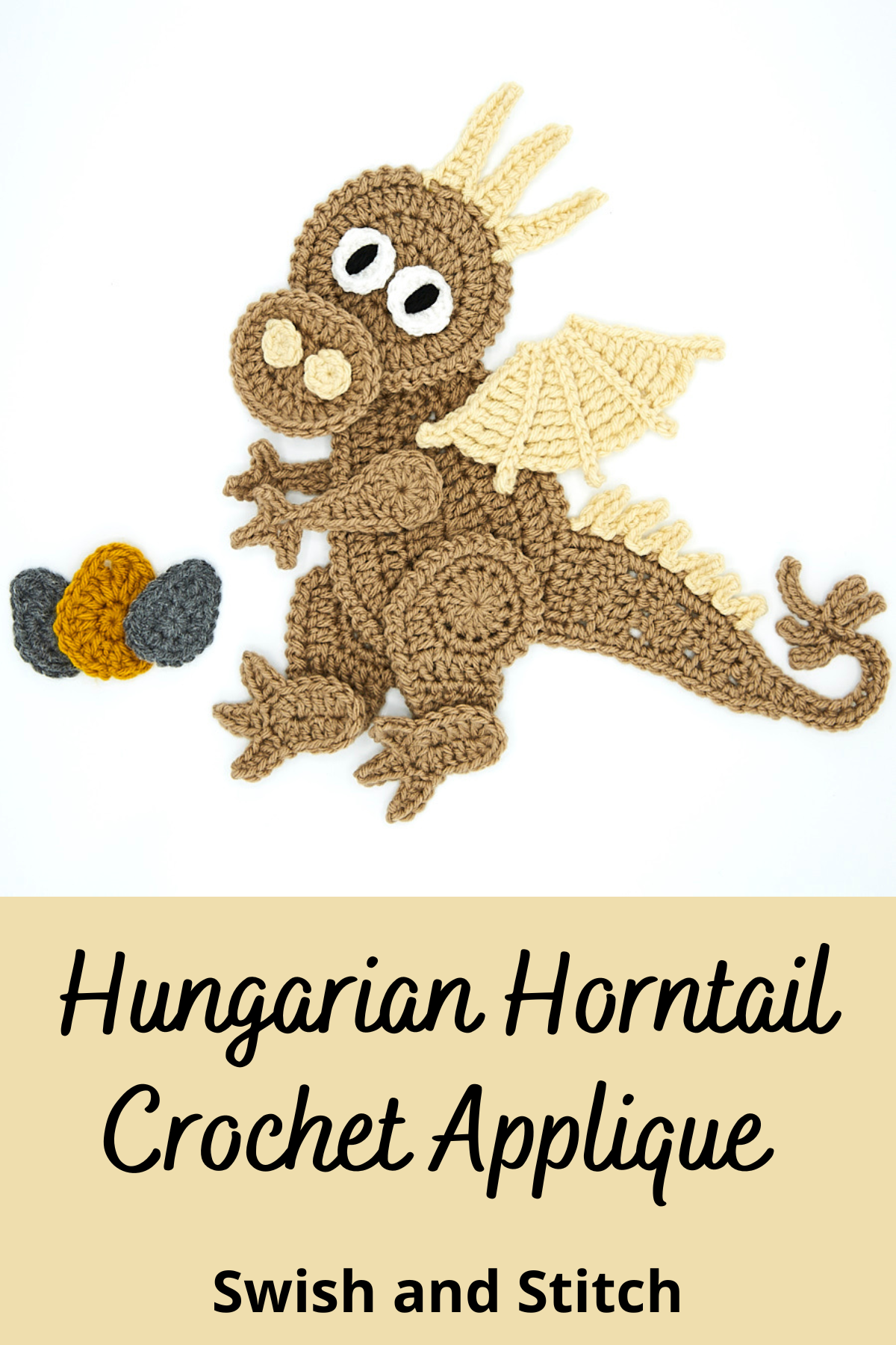 Harry Potter Hogwarts Crochet Applique Dragon - Pinterest Image