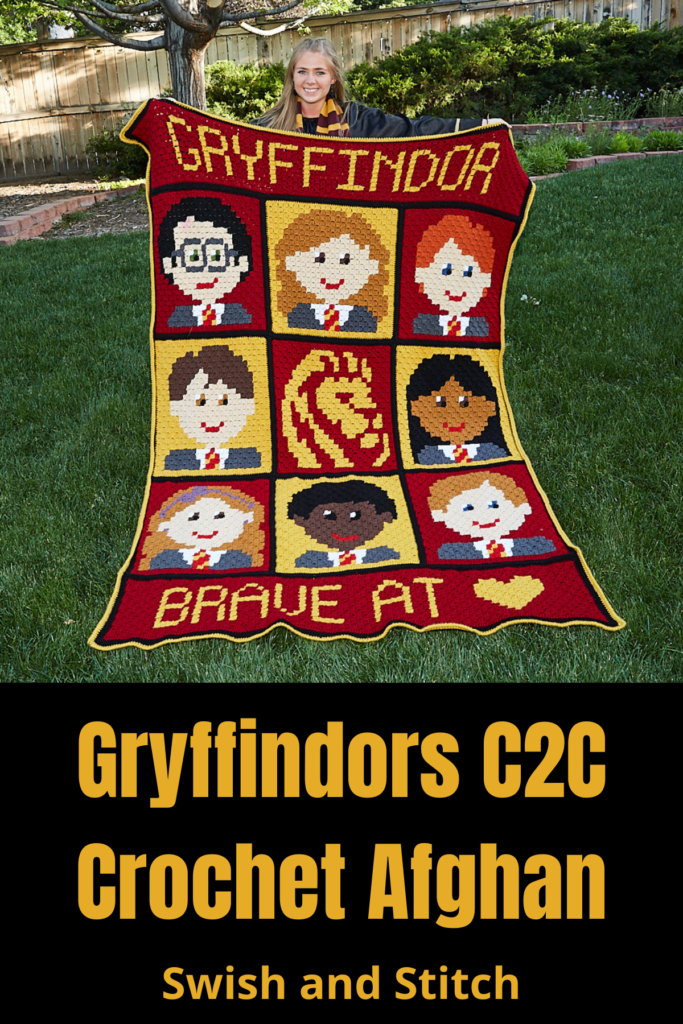 Harry Potter Gryffindors C2C Crochet Afghan Pinterest image