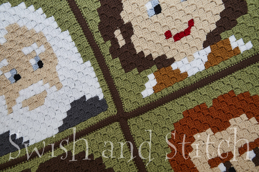 Fellowship of the Ring Afghan closeup - Gandalf and Frodo