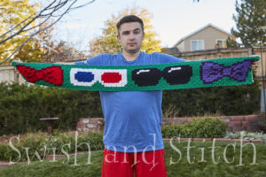 Doctor Who C2C Crochet Afghan - Bow Ties Are Cool Sunglasses panel