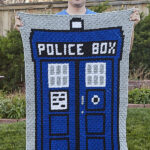 Doctor Who C2C Crochet Afghan - Tardis Police Box panel