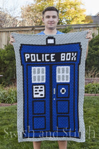 Doctor Who C2C Crochet Afghan - Tardis Police Box panel