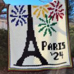 Paris 24 Olympics year c2c crochet afghan in tree