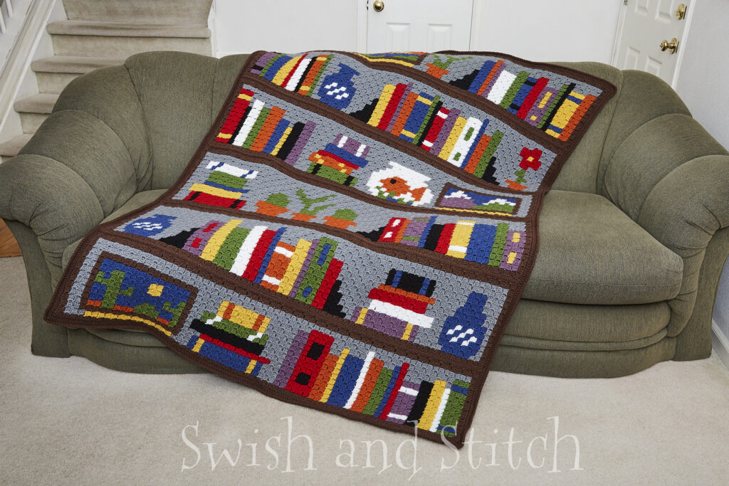 Bookcase afghan on couch