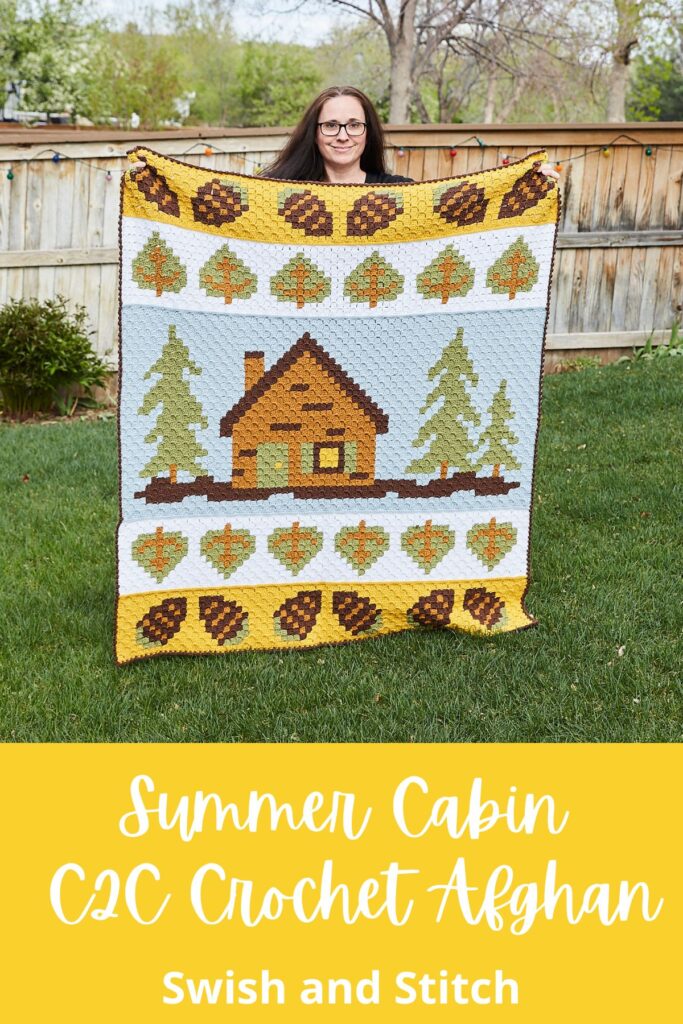 Summer Cabin C2C Crochet Afghan - Pinterest image