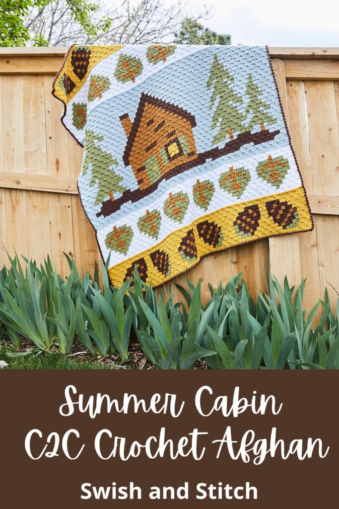 Summer Cabin C2C Crochet Afghan - Pinterest image