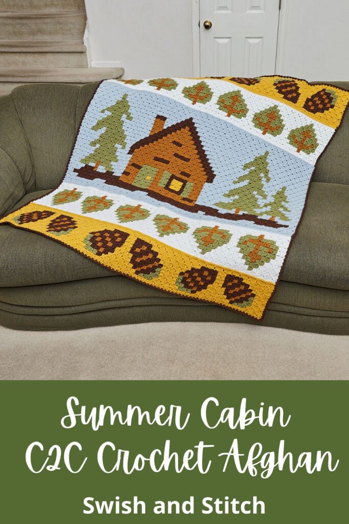 Summer Cabin C2C Crochet Afghan - Pinterest image