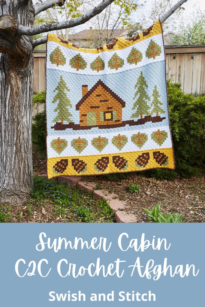 Summer Cabin C2C Crochet Afghan - Pinterest image