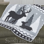 Winter Wonderland C2C Crochet Christmas Afghan on couch