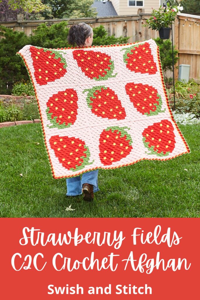 Strawberry Fields Afghan C2C Crochet - Pinterest Image