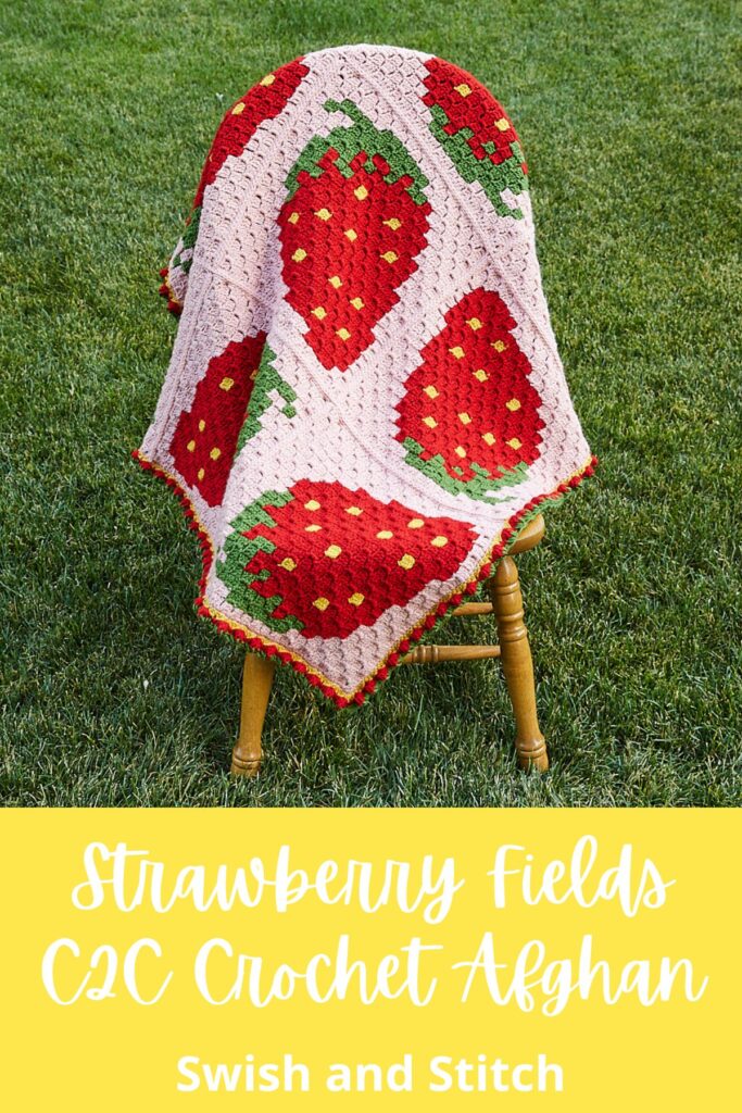 Strawberry Fields Afghan C2C Crochet - Pinterest Image